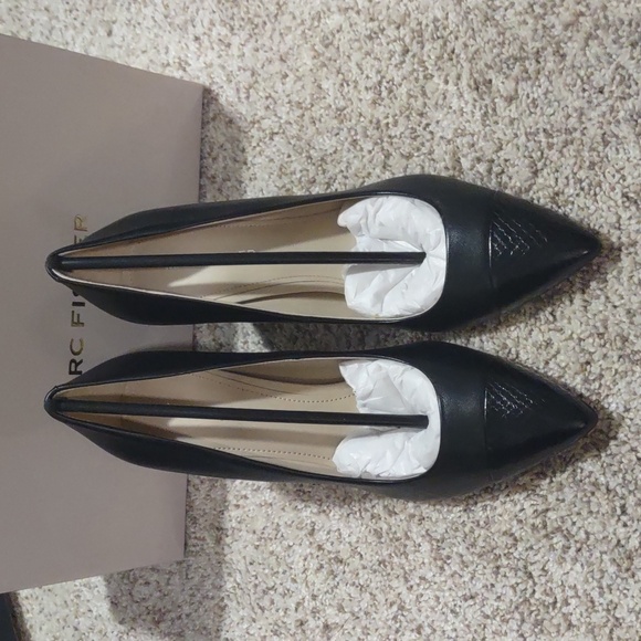 Marc Fisher Velda Pointed Cap Toe Block Heel Pumps Black Snakeskin - Picture 3 of 7